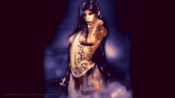 Картинка календари 3д-графика 2019 calendar женщина рисунок узор тату девушка