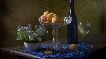 Картинка еда натюрморт цветы абрикосы вино