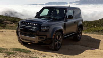 Картинка land+rover+defender+90+v8+carpathian+edition+2022 автомобили land-rover land rover defender90 v8 carpathian edition внедорожник черный лэнд ровер