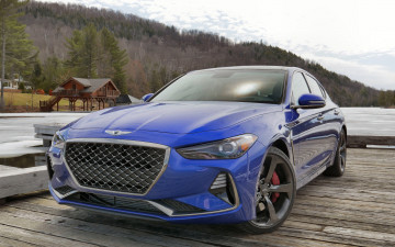 Картинка genesis+g70 автомобили genesis синий причал горы