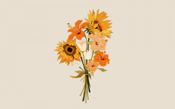 Картинка рисованное цветы букет