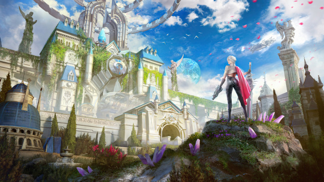 Обои картинки фото фэнтези, замки, девушка