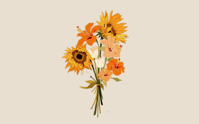 Обои картинки фото рисованное, цветы, букет