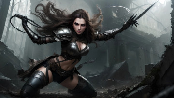 Картинка фэнтези девушки нейросети графика нейроарт ai art нейронные сети рисунки нейро искусство девушка воин