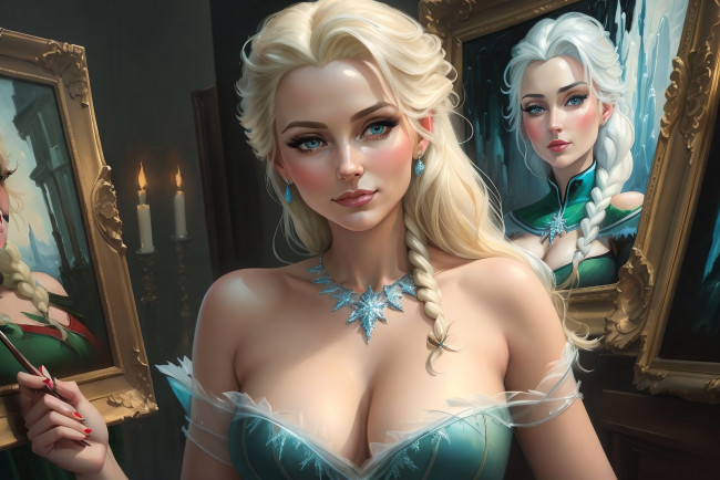 Обои картинки фото elsa, рисованное, кино,  мультфильмы, нейросети, графика, нейроарт, ai, art, нейронные, сети, рисунки, нейро, искусство