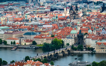 обоя города, прага , чехия, панорама
