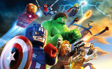обоя видео игры, lego marvel super heroes, персонажи, конструктор, лего