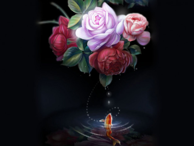 Обои картинки фото рисованные, цветы