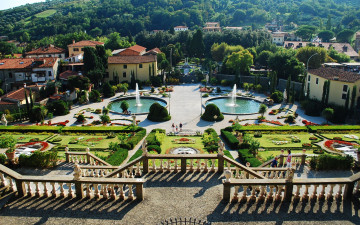 Картинка italy города пейзажи деревья клумбы дома фонтаны италия