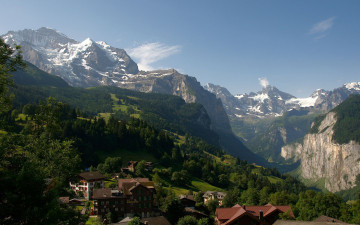 Картинка switzerland города пейзажи дома горы деревья швейцария