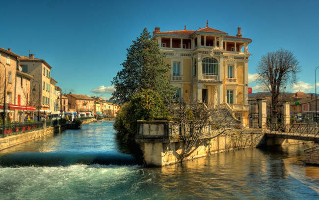 Обои картинки фото france, города, улицы, площади, набережные, дома, мостик, канал, франция, река