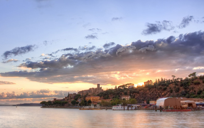 Обои картинки фото italy, города, пейзажи, облака, италия, море, побережье