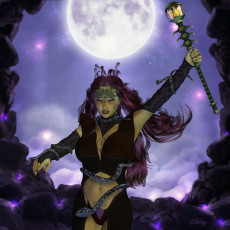 Картинка 3д графика fantasy фантазия луна жезл