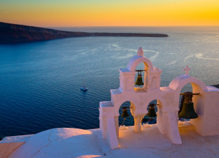 Картинка santorini greece природа побережье колокола санторини греция море