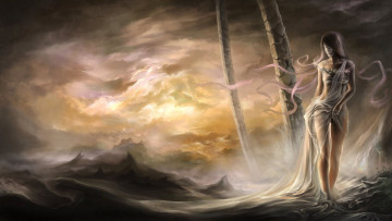 Картинка фэнтези девушки облака