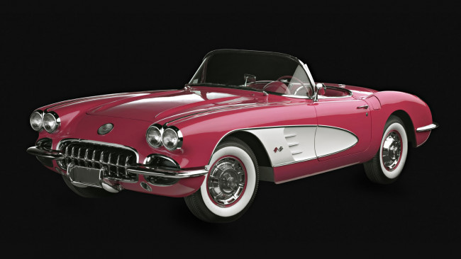 Обои картинки фото автомобили, corvette, красный, темный, фон, атомобиль