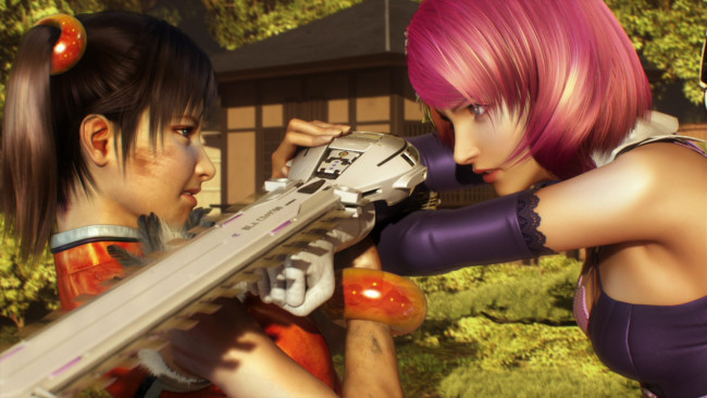 Обои картинки фото tekken, blood, vengeance, видео, игры, девушки, пила, бой, люди