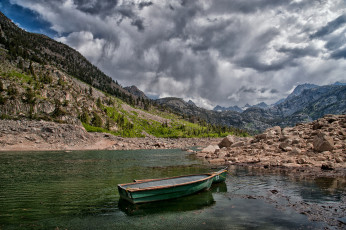 Картинка lake sabrina california корабли лодки шлюпки озеро сабрина калифорния горы камни