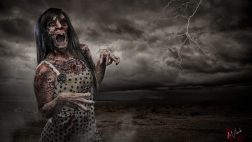 Картинка разное компьютерный дизайн девушка зомби тату молния