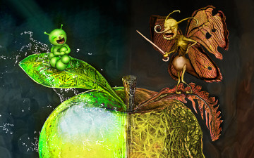 Картинка фэнтези существа яблоко улыбка крылья