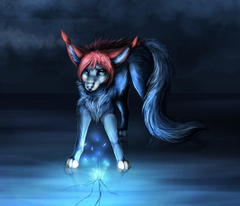 Картинка рисованные животные +сказочные +мифические лёд ночь животное трещины