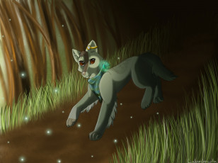 Картинка рисованные животные +сказочные +мифические собака фон