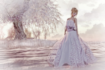 Картинка 3д+графика люди+ people платье