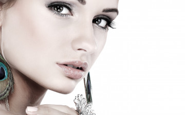 Картинка девушки -unsort+ лица +портреты волосы девушка брови ресницы глаза губы серьги рука кольцо