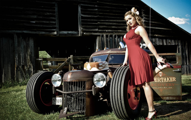 Обои картинки фото автомобили, авто с девушками, ratrod