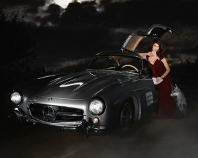 Картинка автомобили -авто+с+девушками девушка ночь брюнетка машина