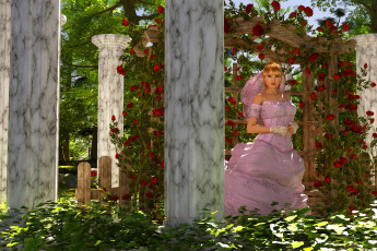 Картинка 3д+графика люди+ people цветы фон взгляд девушка