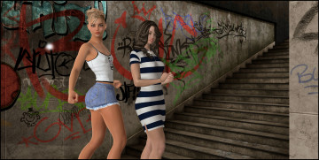 Картинка 3д+графика люди+ people фон взгляд девушки