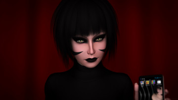 Картинка 3д+графика портрет+ portraits фон взгляд девушка