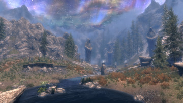 Картинка the+elder+scrolls+v +skyrim видео+игры скульптуры река горы