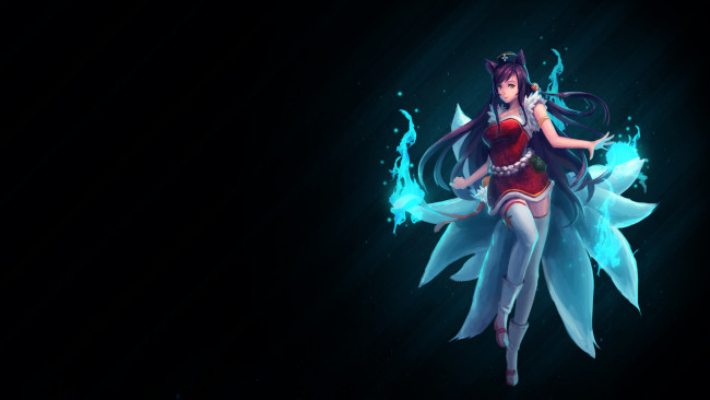 Обои картинки фото видео игры, league of legends, фон, взгляд, девушка, ahri