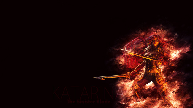 Обои картинки фото видео игры, league of legends, взгляд, девушка, оружие, фон, katarina