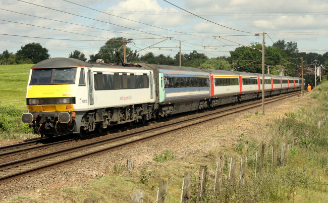 Обои картинки фото техника, электровозы, состав, локомотив, дорога, железная, рельсы