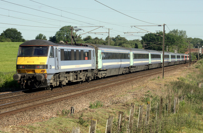 Обои картинки фото техника, электровозы, состав, локомотив, рельсы, железная, дорога