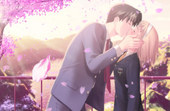 Картинка аниме after+sweet+kiss девушка взгляд фон парень