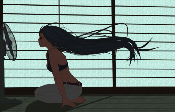 Картинка аниме unknown +другое девушка вентилятор