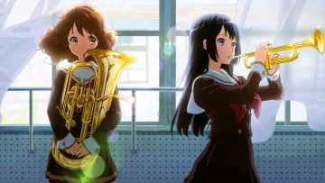 Картинка аниме hibike+euphonium музыка девочки