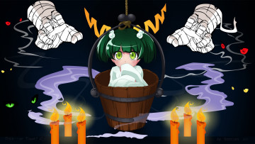 Картинка аниме touhou девушка взгляд фон