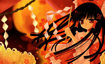 Картинка аниме touhou девушка взгляд фон
