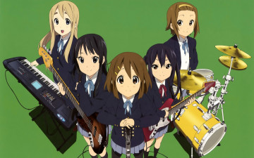 Картинка аниме k-on девушки взгляд фон