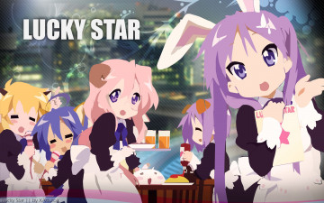 Картинка аниме lucky+star фон девушки взгляд