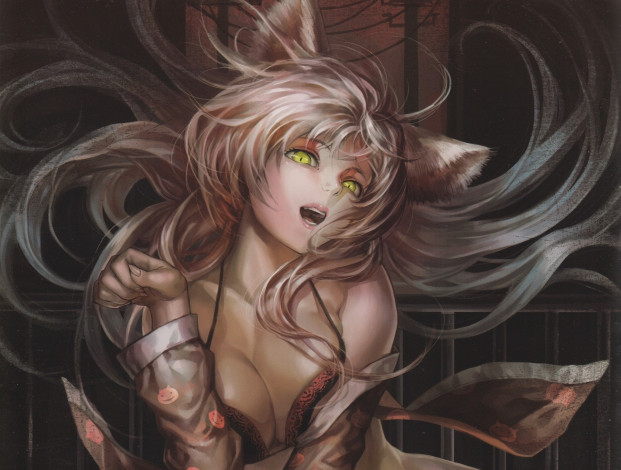 Обои картинки фото аниме, bakemonogatari, кошка