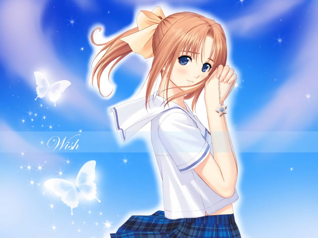 Обои картинки фото after sweet kiss, аниме, девушка, взгляд, фон