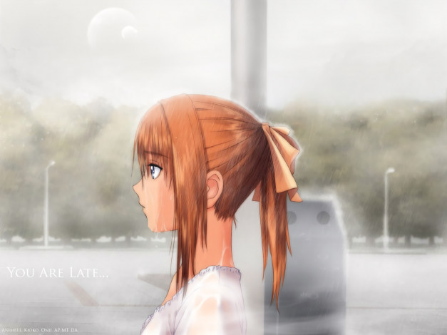 Обои картинки фото аниме, after sweet kiss, девушка, взгляд, фон