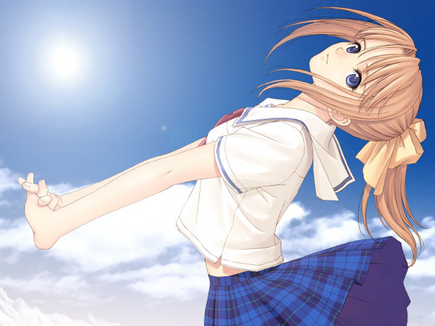 Обои картинки фото аниме, after sweet kiss, девушка, взгляд, фон