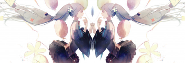 Обои картинки фото аниме, vocaloid, отражение, девушка